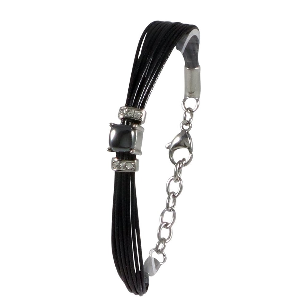Stainless Steel Bracelet Hematite & Clear Crystals - Picture 3 of 5
